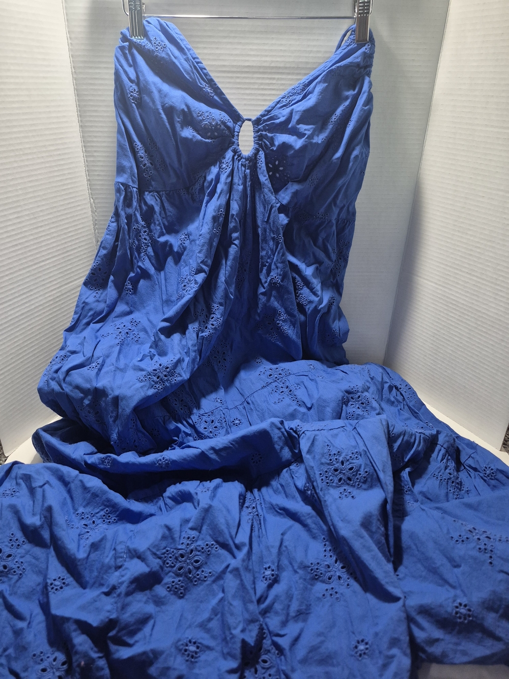 H&M Cobalt Blue Eyelet Maxi Dress with Spaghetti Straps